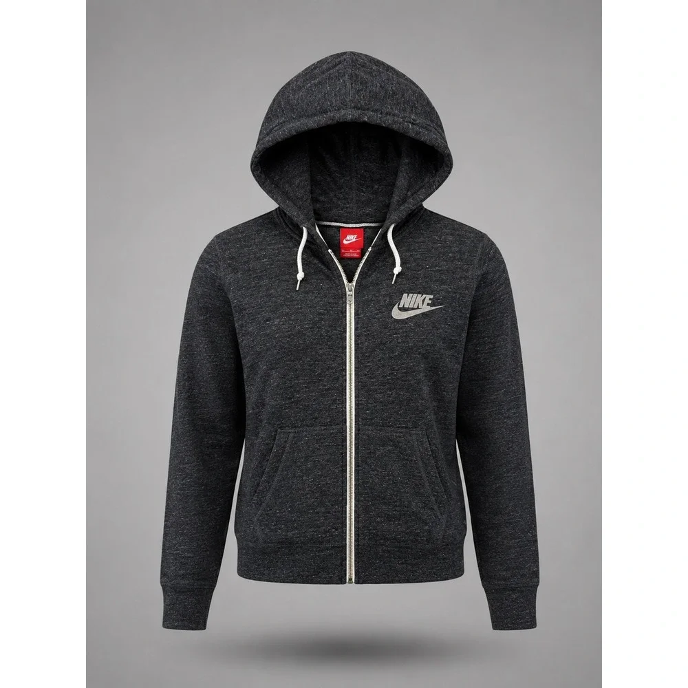 Nike Sportswear Gym Vintage Full Zip Hoodie Charcoal Grey XL 545665-010
